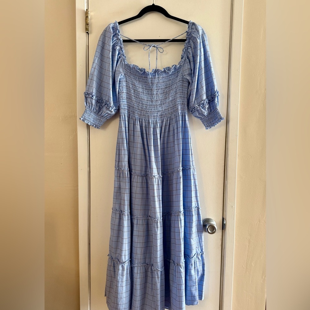 Hill House Home The Nesli Nap Dress - Light Blue Check Plaid - Picture 5 of 6